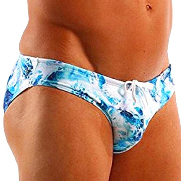 Cocksox Men's Drawstring Swin Brief, Bondi Splash- CX06PR